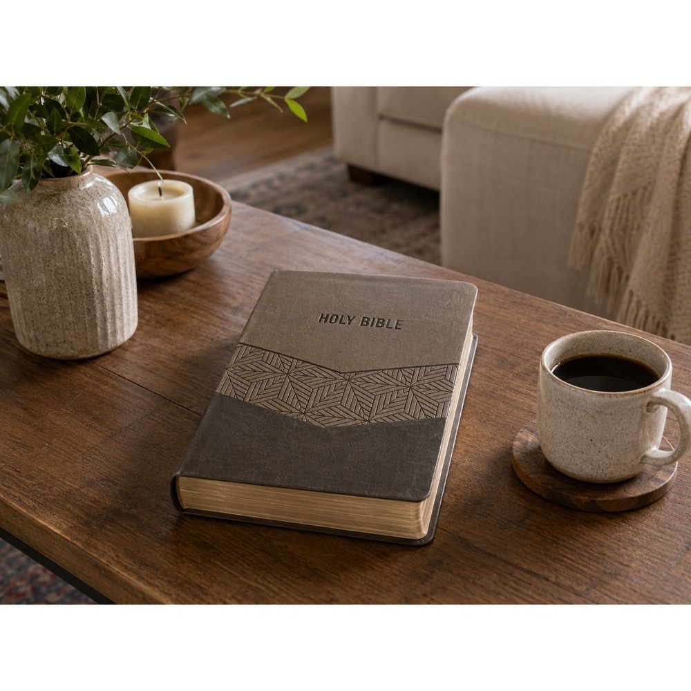 Thomas Nelson KJV Holy Bible Red Letter Edition Brown Geometric Leathersoft